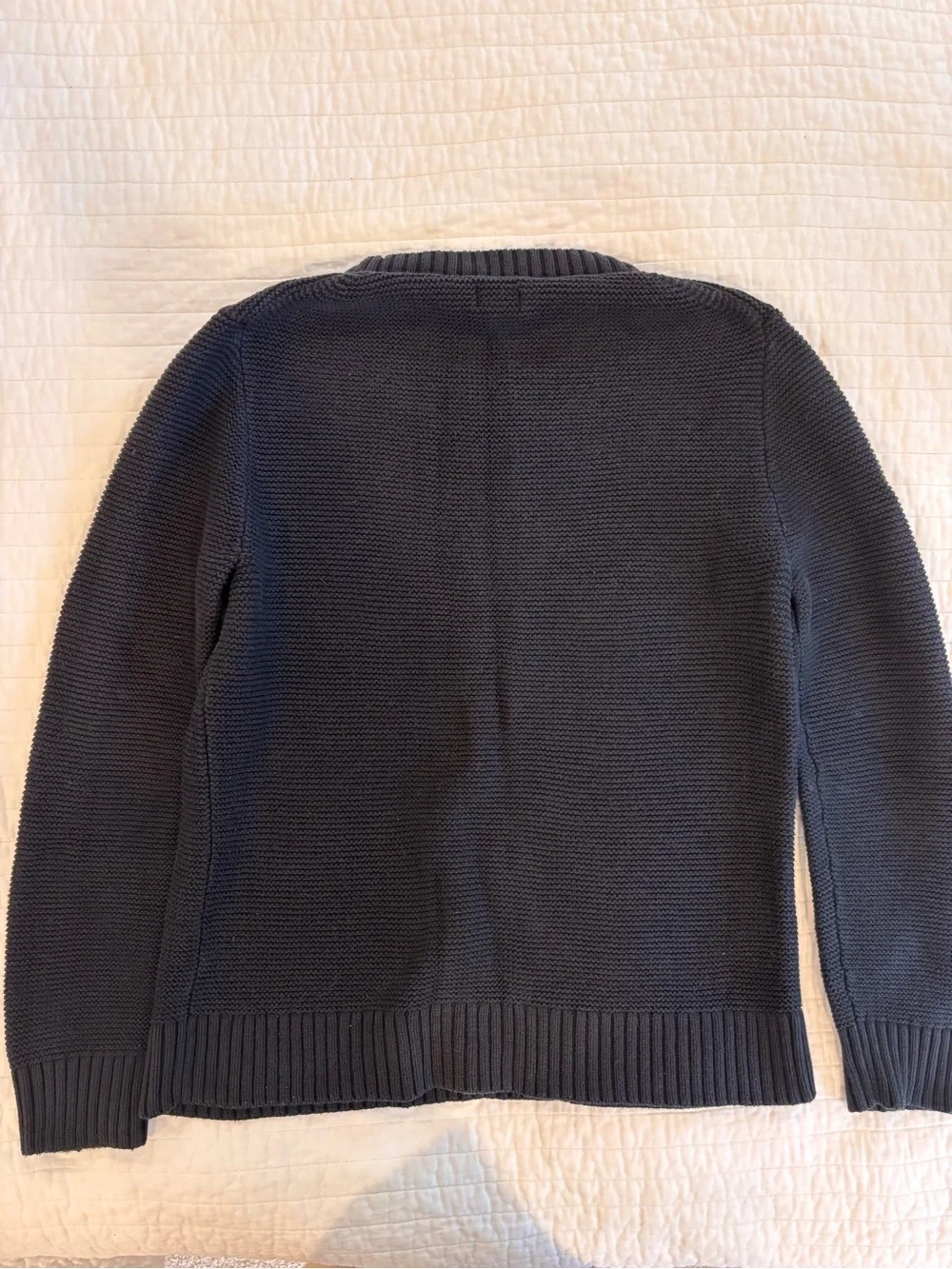 J. Crew Black Basket-Stitch Knit Crewneck Sweater